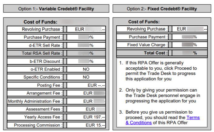 Revolving Purchase Agreement [RPA] Offer – Terms & Conditions Trade Credebt